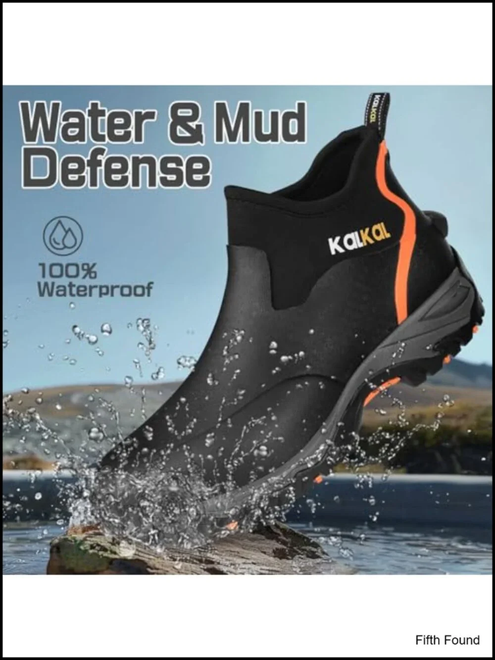 Men's Waterproof Ankle Rain Boots, Insulated Rubber Boots with Sports Sole